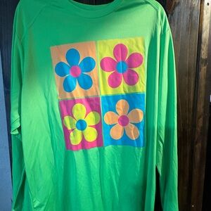 PARAGON Vibrant Green Long Sleeve UPF 50 + Tee with Floral Squares